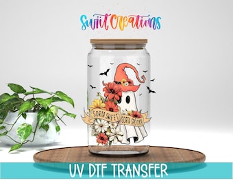 Sorta Sweet Spooky Ghost Floral Halloween UV DTF Cup Decal | UV947