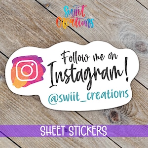 Custom Instagram Handle Sticker | Follow Me on Instagram Label for Packaging | Personalized Social Media Tag for Small Business | SB01