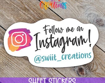 Custom Instagram Handle Sticker | Follow Me on Instagram Label for Packaging | Personalized Social Media Tag for Small Business | SB01