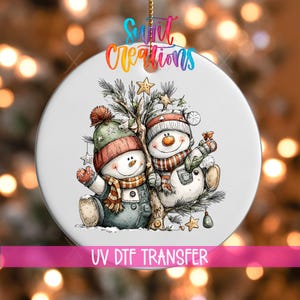 Calcomanía navideña de muñeco de nieve UV DTF - Transferencia navideña autoadhesiva / O-1721