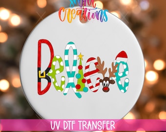 Weihnachtsschmuck-UV-Aufkleber | Buntes Rentier-Weihnachtsbaum-Emblem | Weihnachts-Elfen-UV-Aufkleber | Niedlicher Ornament-Transfer | O-1157
