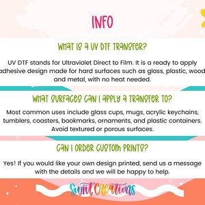 text and graphics related to UVDF transfers and custom prints.