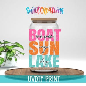 Boat Waves Sun Rays Lake Days UV DTF Cup Decal | UV850