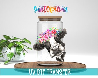 Country Floral Highland Cow UV DTF Cup Decal | UV613