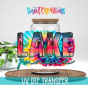 Lake Junkie Uv Dtf | 16oz Libbey Glass Cup Tumbler Wrap | Summer Libbey Wrap | Outdoor Uv Dtf Transfer | Coffee Mug Transfer | UV043