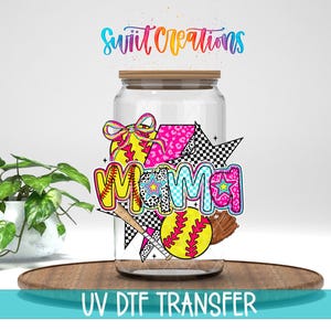 Softball Mama Bright Retro UV DTF Cup Decal | UV1452