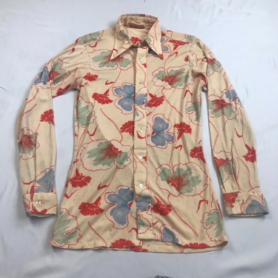Vintage 1970s, men’s vintage, disco shirt,polyeste