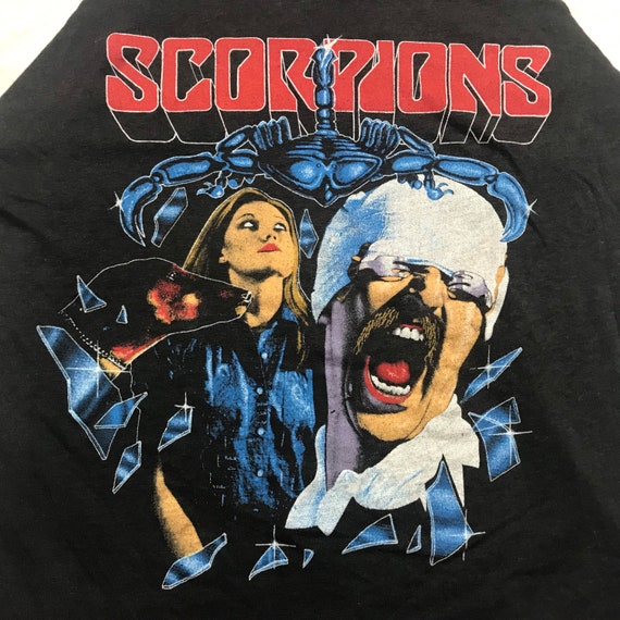 Vintage 80s, scorpions, concert tee shirt, raglan