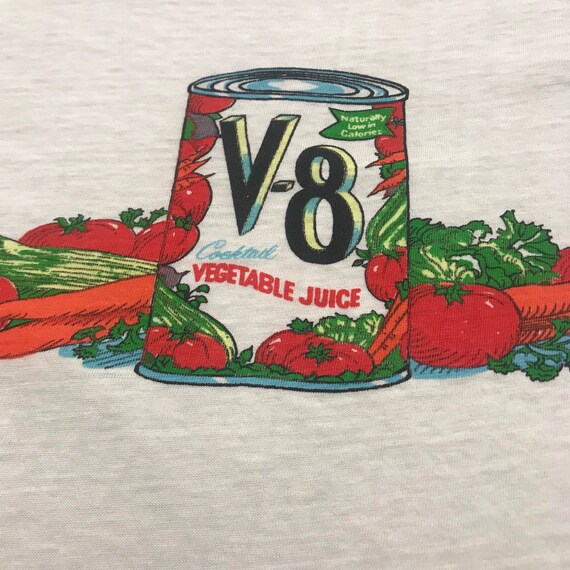Vintage 70s, V8 juice, ringer tee shirt, paper thi