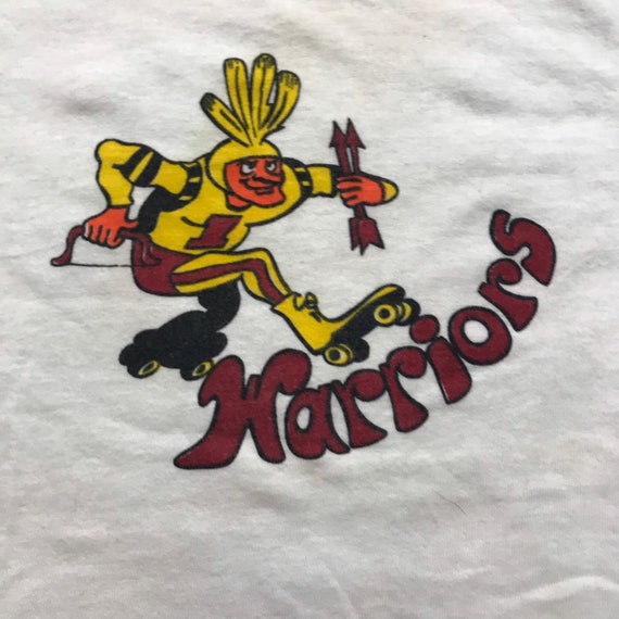 Vintage 70s, ringer tee shirt, warriors, roller de