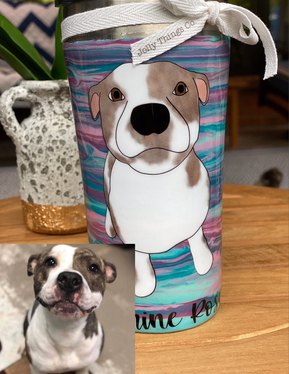Awesome CUSTOM dog tumbler picture tumbler with swirled Etsy