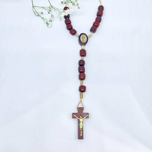 Holz-Auto-Rosenkranz - Guadalupe Bild