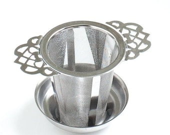 Durable Stainless Lace Tea Strainer with rest - Cup of Joy Tea