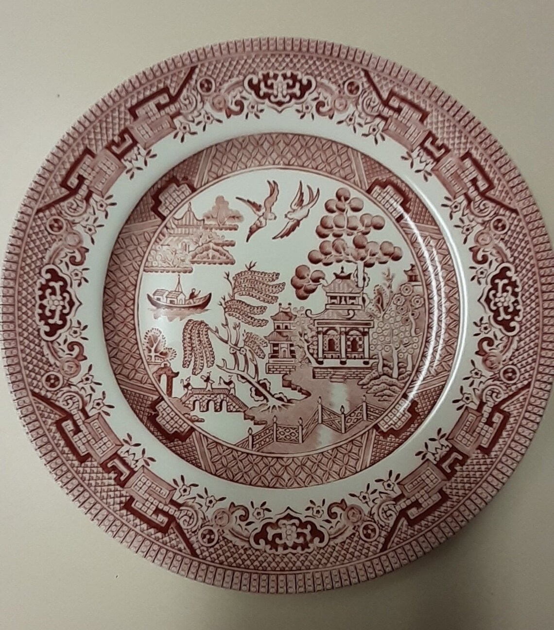 Churchill Willow Rosa Pink Dinner Plate England Etsy