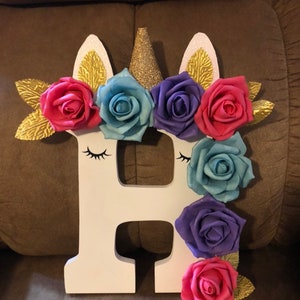 Custom unicorn wooden letter image 1