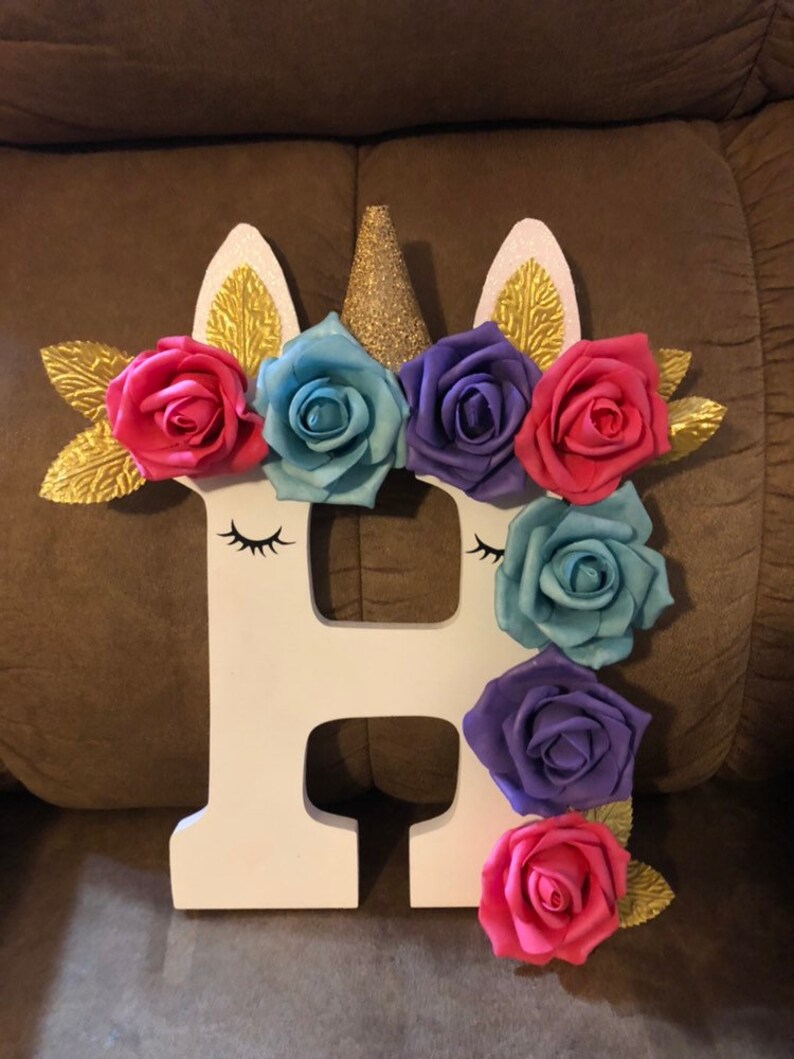 Custom unicorn wooden letter image 1