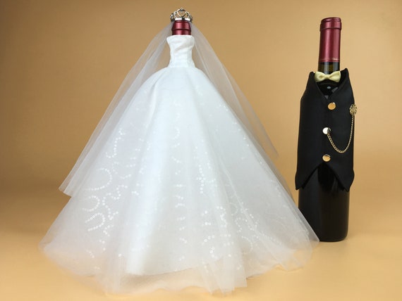 Bride And Groom Wine Bottle Covers Wedding Gifts For The Etsy