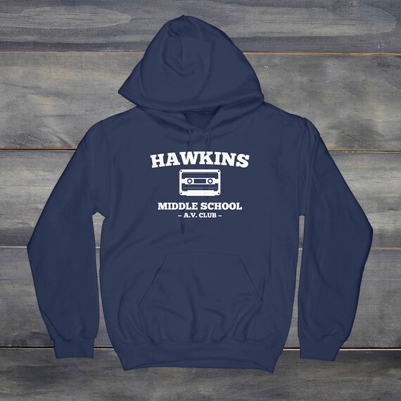 hawkins middle school av club sweatshirt