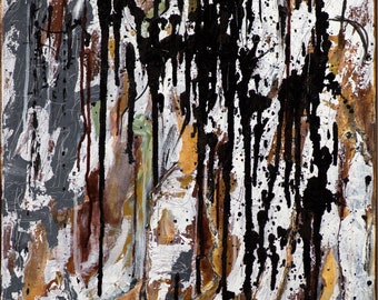 CHAOS AND a TREE painting on canvas, 36IN by 18IN