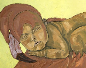 FLAMINGO BABY, 24IN x 30IN