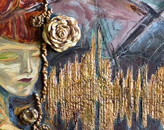 TUNE IN  to your MIND,  30 inch x 24 inch", Painting on wood panel