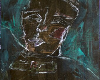 Old Man abstract pencil acrylic work on hardboard
