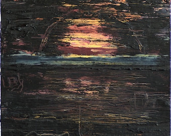 Fantasía nocturna, pintura al óleo abstracta