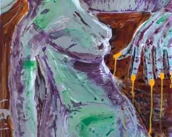 Idle Copper Heart abstract on metal 18in x 12in