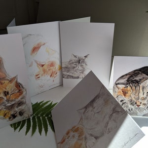 CHATS, cartes de souhaits, Chat aquarelle