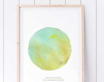 Mantra et aquarelle, Art abstrait minimaliste, ABRES, Victor Hugo, Citation, art minimaliste Sophie Dufresne Guindon, Québec