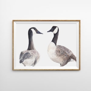 Geese love, art print, bird goose watercolor wall  decor