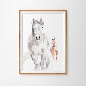 Watercolor Horse Art Print, Original Artwork, Horse Rider Wall Art, Farm Animals, Giclée Print.