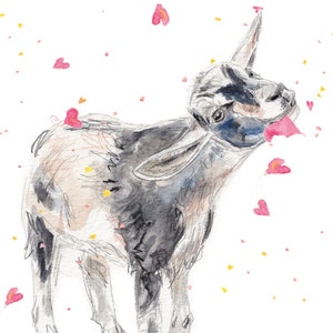 Carte de souhaits Saint-Valentin, Fête des mères , Amour, amitié, naissance, Chèvre, pug carlin, Raton, Oie et ballon coeur rose