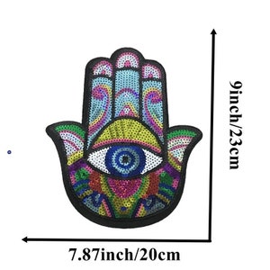 Embroidered patches- Sequins embroidery big eyes hand patches cartoon patches badges applique patches for clothing iron on patches