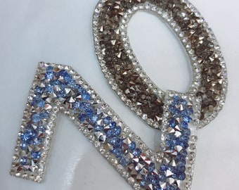 Rhinestone Letter Patch, Iron-On Applique, Personalized Initial