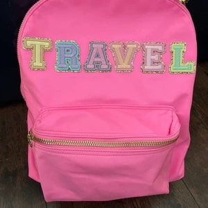 Mochila de nailon- Mochila personalizada- Mochila personalizable- Mochila de letras- Mochila Chenille Patch- Mochila para niños- Regreso a la escuela