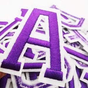 Parches de bordado hechos a mano con letra naranja púrpura personalizada de la A a la Z/parches de alfabeto creativos/coser o planchar/para chaqueta