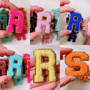 Parche universitario personalizado adhesivo de 2,2 pulgadas, parche con letras de chenilla, pegatinas para portátiles, pegatinas para teléfonos, parche con letras hecho a mano