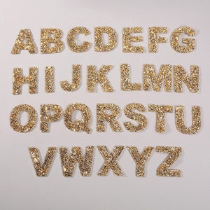Vintage goldfarbene handgefertigte Buchstaben A bis Z Strass-Applikationen/Alphabet-Aufnäher/Aufnäher oder Aufbügeln/Für Jackentasche/Mehrfarbig