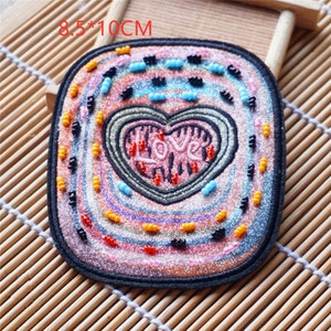 Love Beaded Iron On Patch: Embroidered Applique (8.5x10cm)