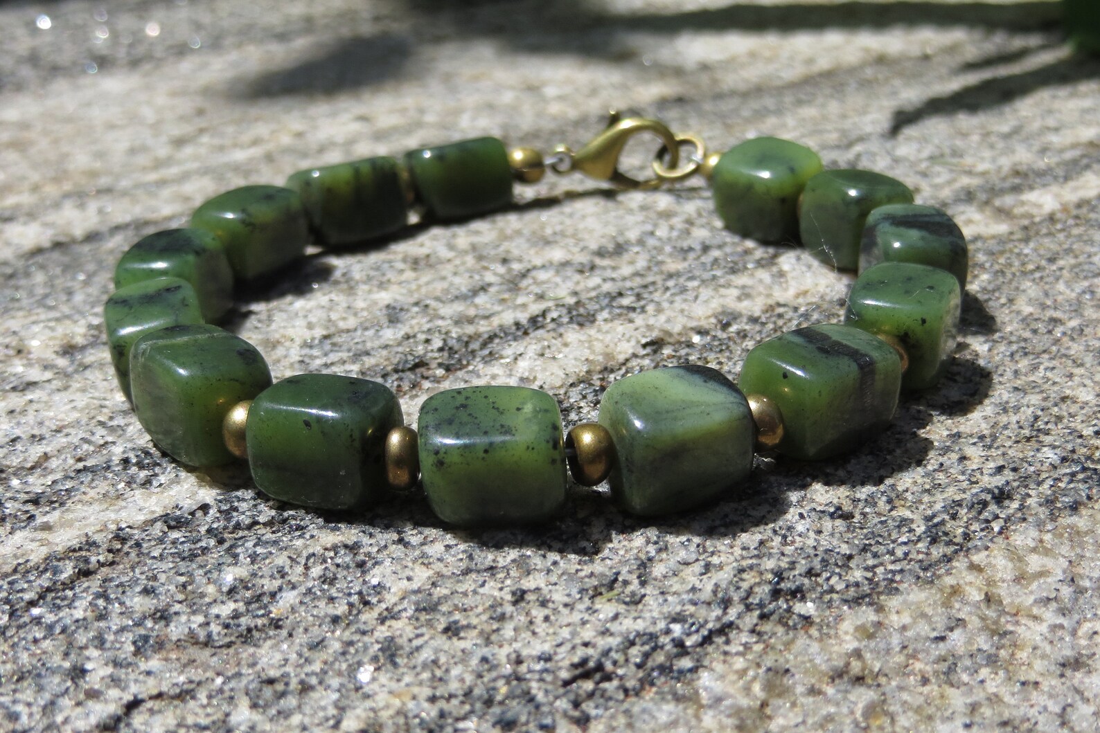 Green Jade Bracelet Tumbled Stone Bracelet 8mm X 10mm | Etsy