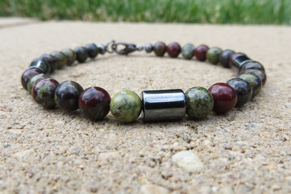 Dragon Blood Jasper Bracelet Hematite Green And Red 6mm Etsy Dragon Blood Jasper Bracelet Hematite Green And Red 6mm Etsy
