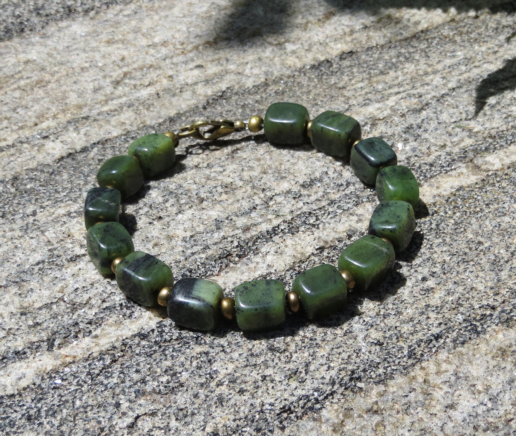 Green Jade Bracelet Tumbled Stone Bracelet 8mm X 10mm | Etsy