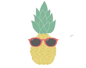 Traditional Classic Pineapple with Sunglasses Tropical Fruit Beach SVG PNG Graphic Clipart