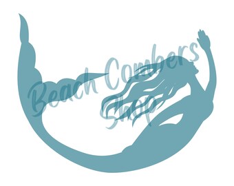 Classic Ocean Beach Sea Creature Mermaid Silhouette SVG PNG Graphic Clipart - Multiple Colors