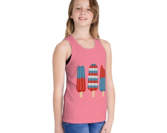 Kids Fourth of July Patriotic Customizable Popsicle Tank Top