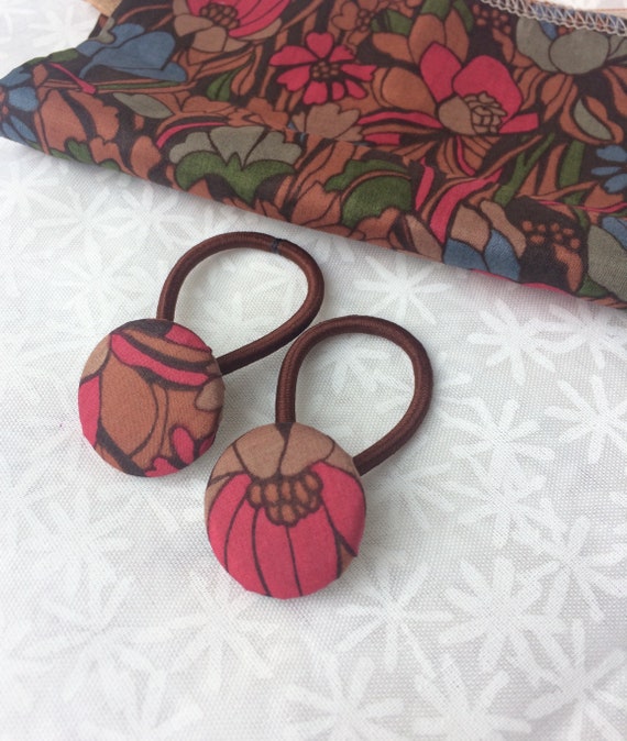 Large Vintage Style Button Hair Bobbles Made With Liberty Lawn Etsy