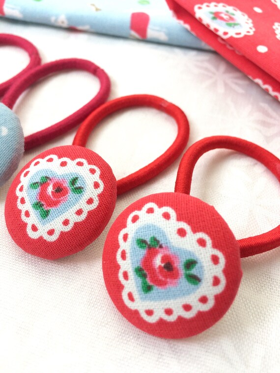 Cute Button Hair Bobbles Made With Cath Kidston Fabric Thick Etsy