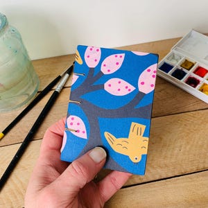 A7 Watercolour Sketchbook, Coptic Bound, Small blue sketchbook, Pocket sketchpad, 300 gsm watercolour paper.
