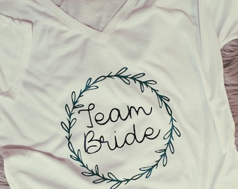 Team Bride Wreath Bachelorette Tees | bridal party shirt| | Bachelorette shirts | custom bridal tees | bridal party tees | bridesmaid shirts